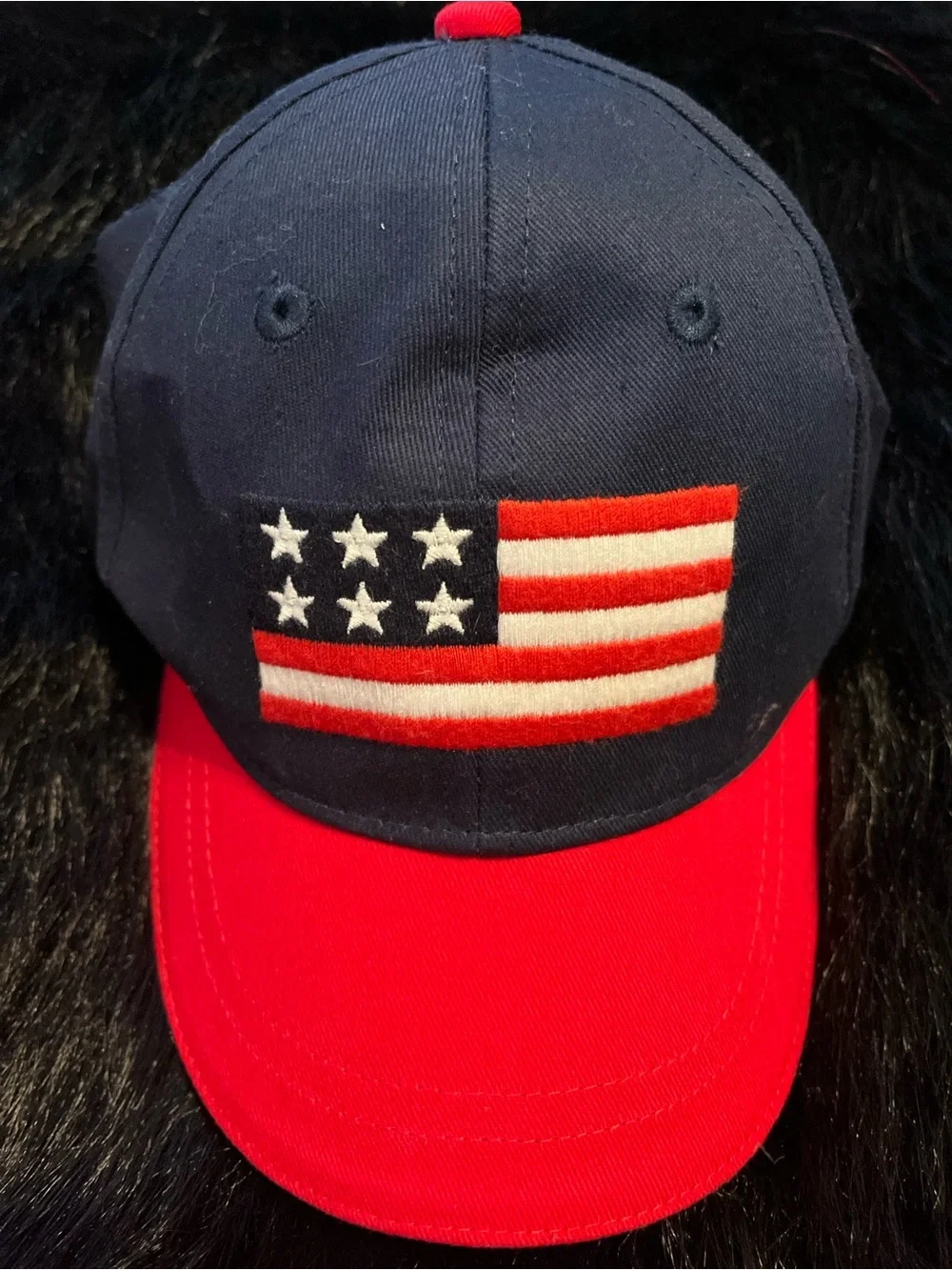 Gymboree Kids Patriotic Red Rim Cap with Embroidered Flag Size 12-24 Months